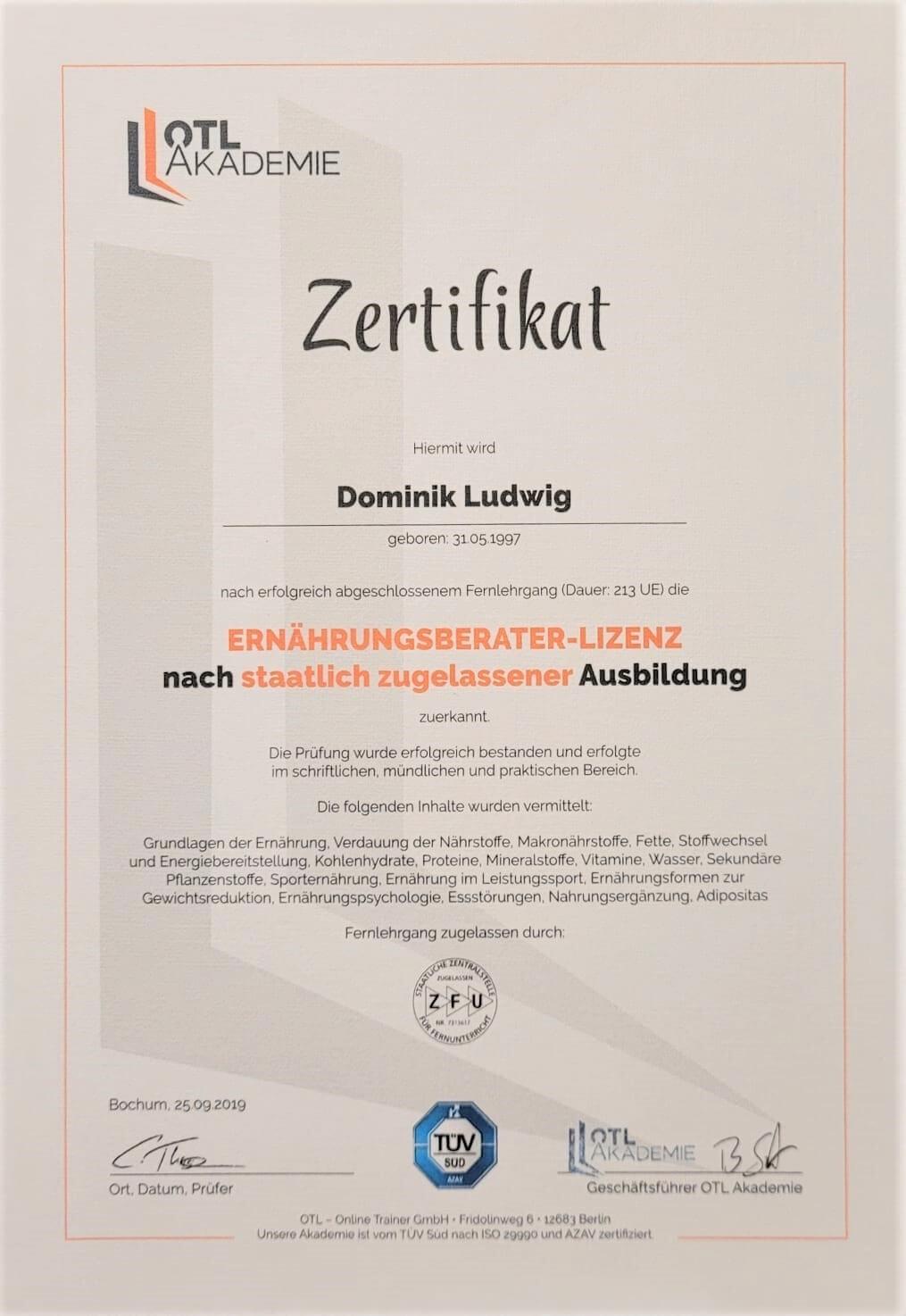 Zertifikat ERnährungsberater Ausbildung