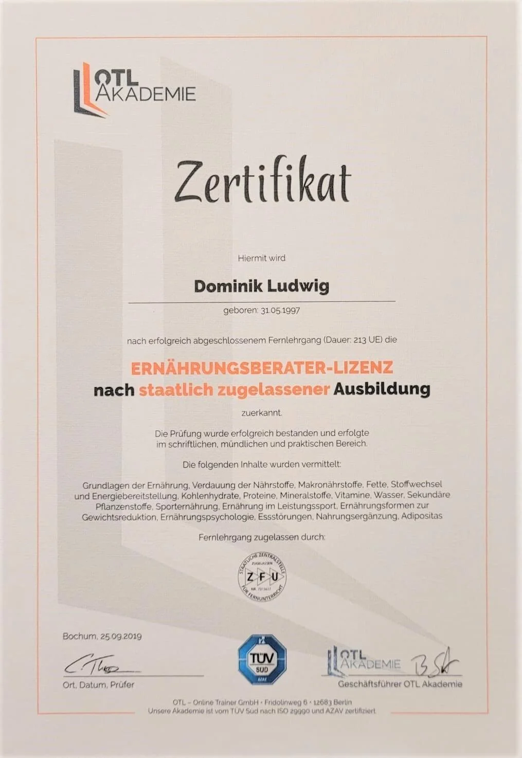 Zertifikat ERnährungsberater Ausbildung